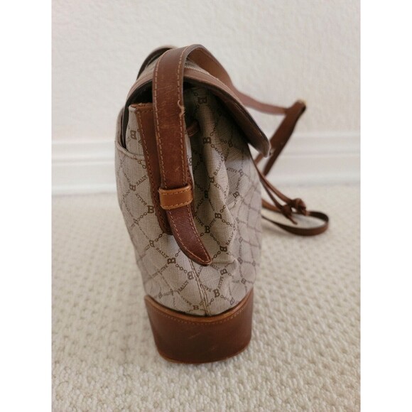 Vintage Bally Logo Canvas Print & Brown Leather handbag shoulder bag ITALY - Picture 6 of 15